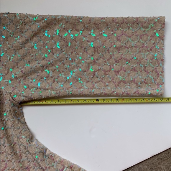 ANTHROPOLOGIE ETT TWA SHOW STOPPER size 12 light tan wide leg cropped w/ sequins - Picture 5 of 8